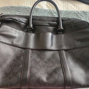 Coach Black Leather Briefcase/Travel Duffle Bag